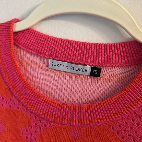 Zaket & Plover Sweater pink orange floral stripe size XS - Picture 3 of 6